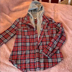 Woman’s hooded flannel shirt